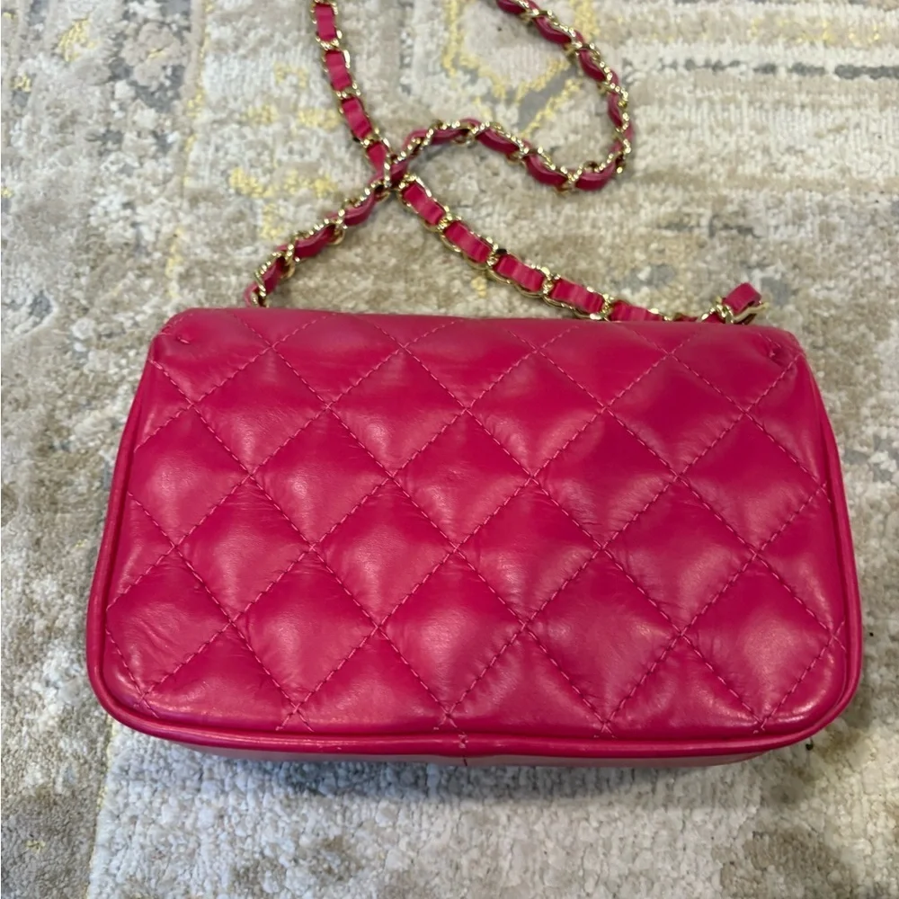 Pink Quilted Leather Handbag Made in Italy
